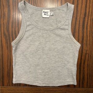 Princess Polly Gray Ribbed Crop Tank Top Size 2